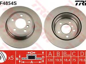 Диск тормозной BMW X5X6 R D=320mm 07 TRW DF4854S на BMW X5 (E70)