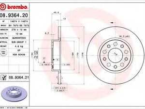 Диск гальмівний BREMBO 08936421 на ALFA ROMEO GIULIETTA (940)