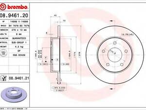 Диск гальмівний BREMBO 08946120 на NISSAN ALMERA TINO (V10)