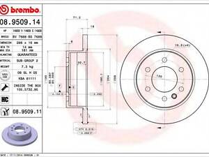 Диск тормозной BREMBO 08950911 на MERCEDES-BENZ SPRINTER 3,5-t автобус (906)