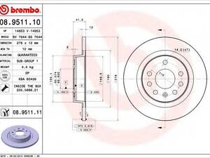 Диск тормозной BREMBO 08951110 на CADILLAC BLS