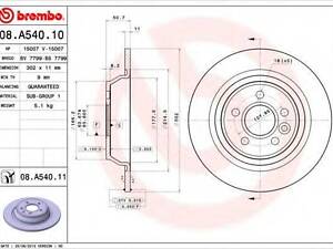 Диск тормозной BREMBO 08A54011 на FORD MONDEO IV Turnier (BA7)