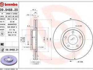 Диск гальмівний BREMBO 09946820 на MAZDA PREMACY (CW)