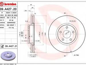 Диск гальмівний BREMBO 09A42721 на FORD MONDEO IV Turnier (BA7)