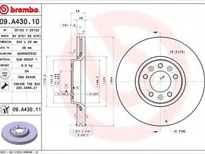 Диск гальмівний BREMBO 09A43011 на FIAT SCUDO фургон (272, 270_)