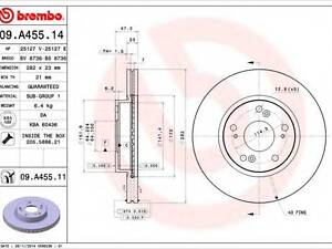 Диск гальмівний BREMBO 09A45514 на HONDA EDIX (BE)