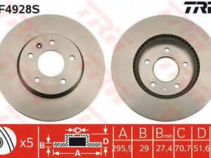 Диск гальмівний CHEVROLETOPEL CaptivaAntara F D=295mm 06&gt &gt TRW DF4928S на VAUXHALL ANTARA (J26, H26)