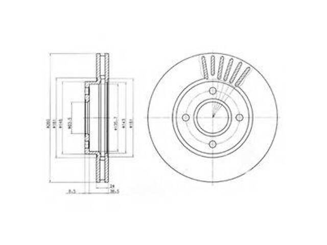 Диск гальмівний FORD CougarMondeoScorpio F D=260mm 93-00 DELPHI BG2699 на FORD MONDEO (GBP)