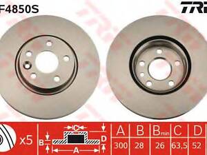 Диск тормозной FORD GALAXY, MONDEO передн., вент. (выр-во TRW) TRW DF4850S на FORD MONDEO IV Turnier (BA7)