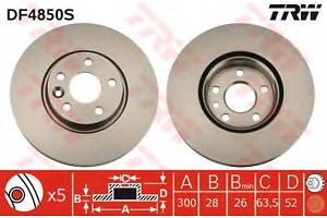 Диск гальмівний FORDLAND ROVERVOLVO GalaxyMondeoS-MaxS80V70XC70 300mm F 07&gt &gt TRW DF4850S на FORD MONDEO IV Turnier