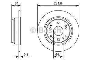 Диск гальмівний HONDA AccordOdisseyStep WGN R 2,0-2,4 99-09 BOSCH 0986479A91 на HONDA ACCORD VII Tourer (CM)