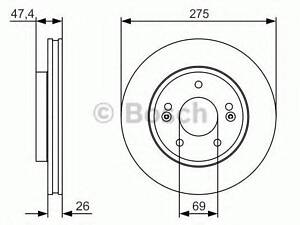 Диск гальмівний HYUNDAI Elantra 1.6-2 06-11 BOSCH 0986479R26