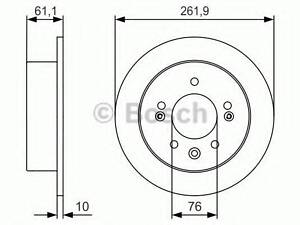 Диск гальмівний HYUNDAI Elantra R D=262mm 05-11 BOSCH 0986479R09 на HYUNDAI i45 VI седан (YF)