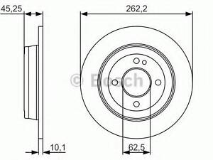 Диск гальмівний HYUNDAIKIA Accent I20 I30Rio R D=262mm 11&gt &gt BOSCH 0986479A44 на HYUNDAI SOLARIS IV седан (RB)