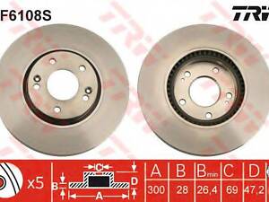 Тормозной диск HYUNDAIKIA I40IX35TucsonOptimaSportage F D=300mm 02 TRW DF6108S на HYUNDAI NF V (NF)