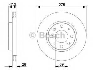 Диск тормозной KIA CERATO(15) передн. (выр-во Bosch) BOSCH 0986479369 на KIA SPECTRA седан (LD)