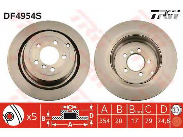 Диск гальмівний LAND ROVER Rang Rover R 02> > TRW DF4954S на LAND ROVER RANGE ROVER Mk III (LM)