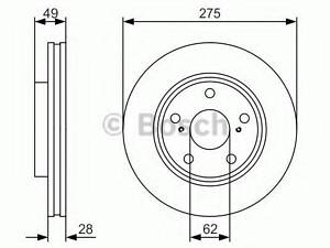 Диск гальмівний LEXUSTOYOTA ES300AvalonAvensisCamryPrevia F 2,2-3,0 96-05 PR2 BOSCH 0986479R58 на TOYOTA PRONARD седан (