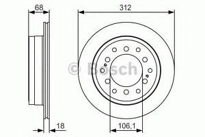 Диск гальмівний LEXUSTOYOTA GX4604RunnerLand CruiserSequoia R 2,7-4,7 96&gt &gt  BOSCH 0986479S36 на TOYOTA FJ CRUISER (