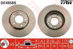 Диск тормозной MAZDA CX-7(ER)CX-9(TB) F D=295,7mm 07-15 TRW DF4958S