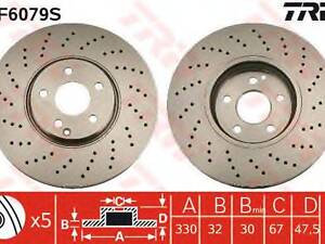 Диск гальмівний MERCEDES E(W211)S(W220) F D=330mm 02-09 TRW DF6079S на MERCEDES-BENZ S-CLASS седан (W220)
