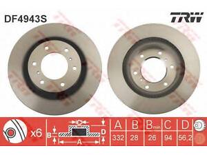 Диск гальмівний MITSIBISHI Pajero F 06&gt &gt TRW DF4943S на MITSUBISHI SHOGUN IV (V8_W, V9_W)