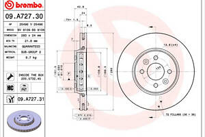 Диск тормозной MITSUBISHI OUTLANDER 2.0-2.4 03 - передн. (выр-во BREMBO) 09.A738.11 RU51