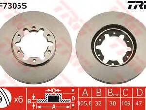 Диск гальмівний NISSAN Patrol(Y61) F D=306mm 97&gt &gt TRW DF7305S на NISSAN SAFARI II вездеход закрытый (Y61)
