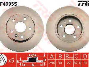 Диск тормозной OPELSAAB Insignia9-5 F 08 TRW DF4995S на OPEL INSIGNIA