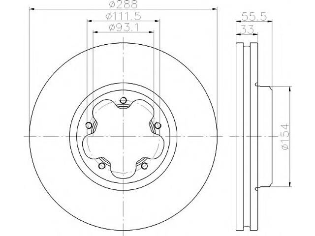 Диск гальмівний перед. (288mmx33mm) FORD TOURNEO CUSTOM 2.0 TDCi/2.0 TDCi [RWD] 04.12- 8DD 355 120-111