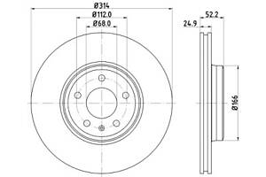 Диск гальмівний перед. (314mmx25mm) AUDI A4 1.4 TFSI/1.8 TFSI/1.8 TFSI quattro/2.0 TDI/2.0 TDI quattro/2.0 TFSI/2.0 TFSI