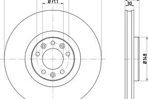 Диск гальмівний перед. Peugeot 308 II, 308 Sw II, 508 II, 508 Sw II 1.2-2.0D 09.13-