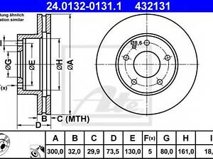 диск тормозной перед.[300x32] 5 отв. ATE 24013201311 на FIAT DUCATO фургон (250, 290)