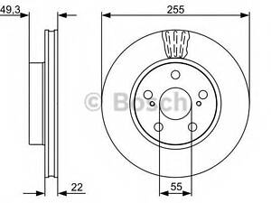 ДИСК тормозной передний BOSCH 0986479564 на TOYOTA PRIUS Наклонная задняя часть (NHW20_)