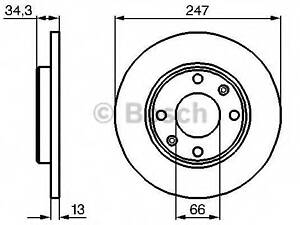 ДИСК тормозной передний COATED BOSCH 0986479B55 на PEUGEOT 206 Наклонная задняя часть (2A/C)