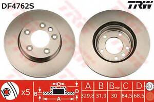 Диск гальмівний PORSCHE - VOLKSWAGEN Cayenne STouareg F(L) TRW DF4762S на VW TOUAREG (7P5)