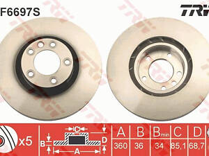 Диск тормозной PORSHE/VOLKSWAGEN Cayenne/Touareg 'FL D=360mm '10>>