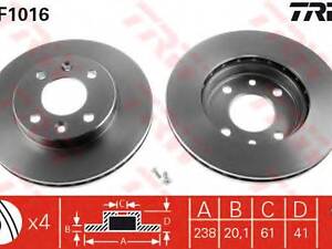 Диск гальмівний RENAULT KANGOO, MEGANE передн., вент. (вир-во TRW) TRW DF1016 на RENAULT SUPER 5 (B/C40_)