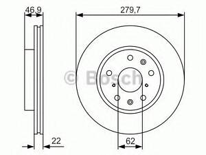 Диск гальмівний SUZUKI SX4 D=280mm F 06 &gt &gt PR2 BOSCH 0986479S58 на FIAT SEDICI