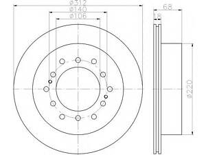 Диск гальмівний TOYOTA Land Cruiser Prado R D=312mm 88&gt &gt TEXTAR 92170103 на TOYOTA LAND CRUISER - BUNDERA (PZJ7_,