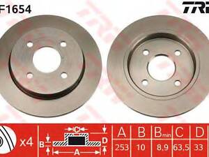 Диск гальмівний TRW DF1654 на FORD SIERRA Наклонная задняя часть (GBC, GBG)