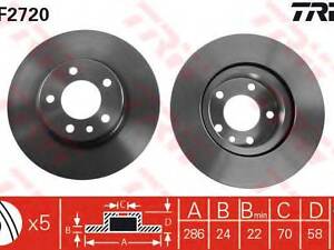 Диск гальмівний TRW DF2720 на OPEL OMEGA B (25_, 26_, 27_)