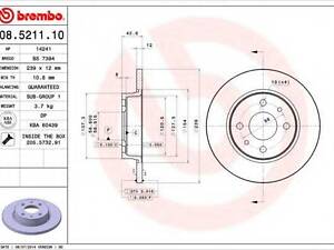 Диск гальмівний ВАЗ 2108 передн. (вир-во BREMBO) BREMBO 08521110 на LADA CARLOTA (2108, 2109, 2115)