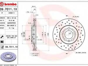 Диск гальмівний вентильований, перфорований BREMBO 0970111X на SEAT IBIZA V (6J5, 6P5)