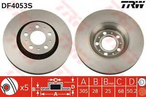 Диск гальмівний VOLVO S60S80V70V70 Cross CountryV70 XCXC70 TRW DF4053S на VOLVO V70 (LV)