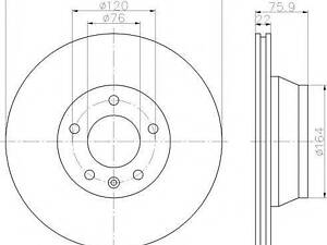 Диск гальмівний з покриттям PRO HELLA PAGID 8DD355109801 на VW TOUAREG (7LA, 7L6, 7L7)