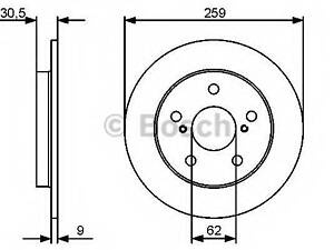 ДИСК ГАЛЬМIВНИЙ ЗАДНIЙ BOSCH 0986479418 на TOYOTA ALTIS седан (E15_)