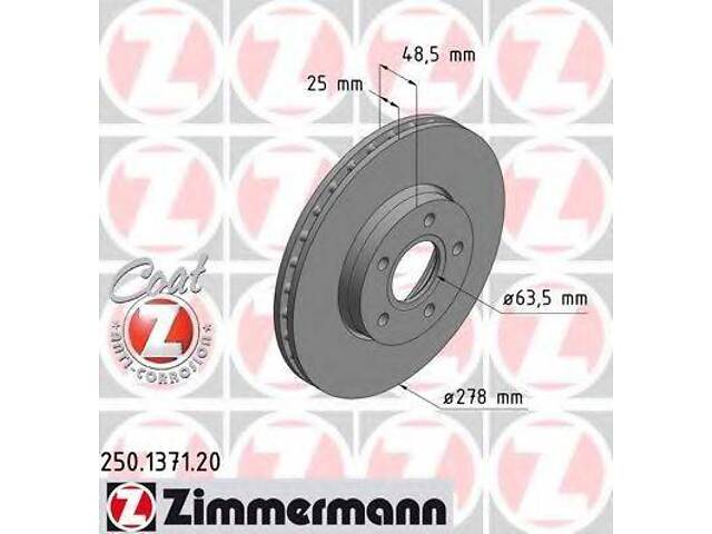 Диск тормозной ZIMMERMANN 250137120 на FORD C-MAX II (DXA/CB7, DXA/CEU)