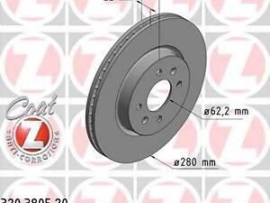 Диск гальмівний ZIMMERMANN 320380520 на KIA RIO III седан (UB)