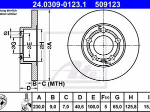 Диск торм. задний, AUDI A1, A2, A3; SEAT Cordoba, Ibiza, Леон; SKODA Fabia, Октавия; VW Golf, Polo 1.0-2.5 96- (ATE Powe